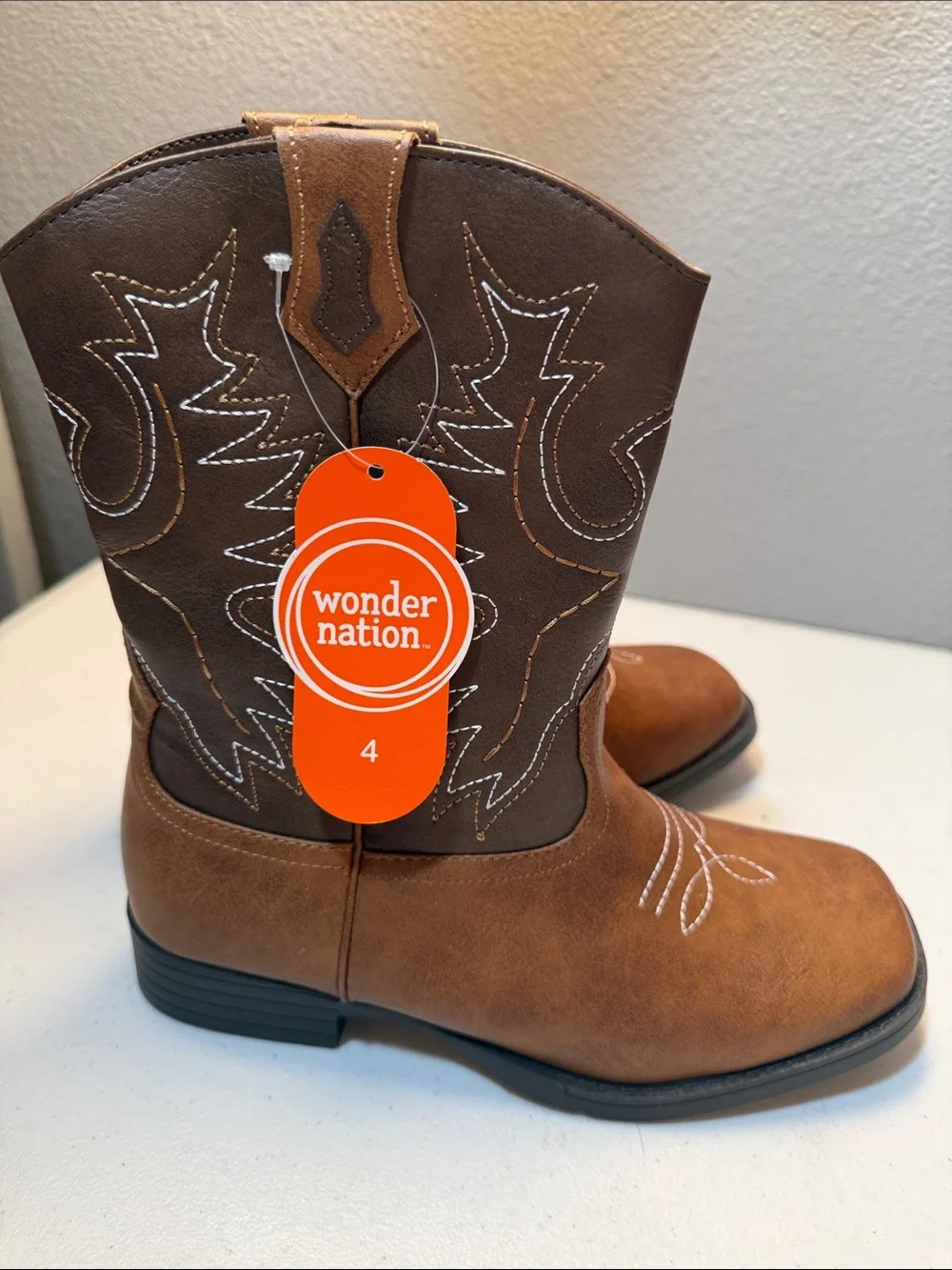 wonder nation Brown Youth Western Cowboy Boots